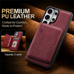 LC.IMEEKE L7 Series for Samsung Galaxy S22 Ultra 5G Magnetic Case Leather + TPU Phone Cover with Detachable Card Holder