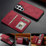 LC.IMEEKE L7 Series for Samsung Galaxy S22 Ultra 5G Magnetic Case Leather + TPU Phone Cover with Detachable Card Holder