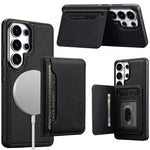 LC.IMEEKE L7 Series for Samsung Galaxy S22 Ultra 5G Magnetic Case Leather + TPU Phone Cover with Detachable Card Holder