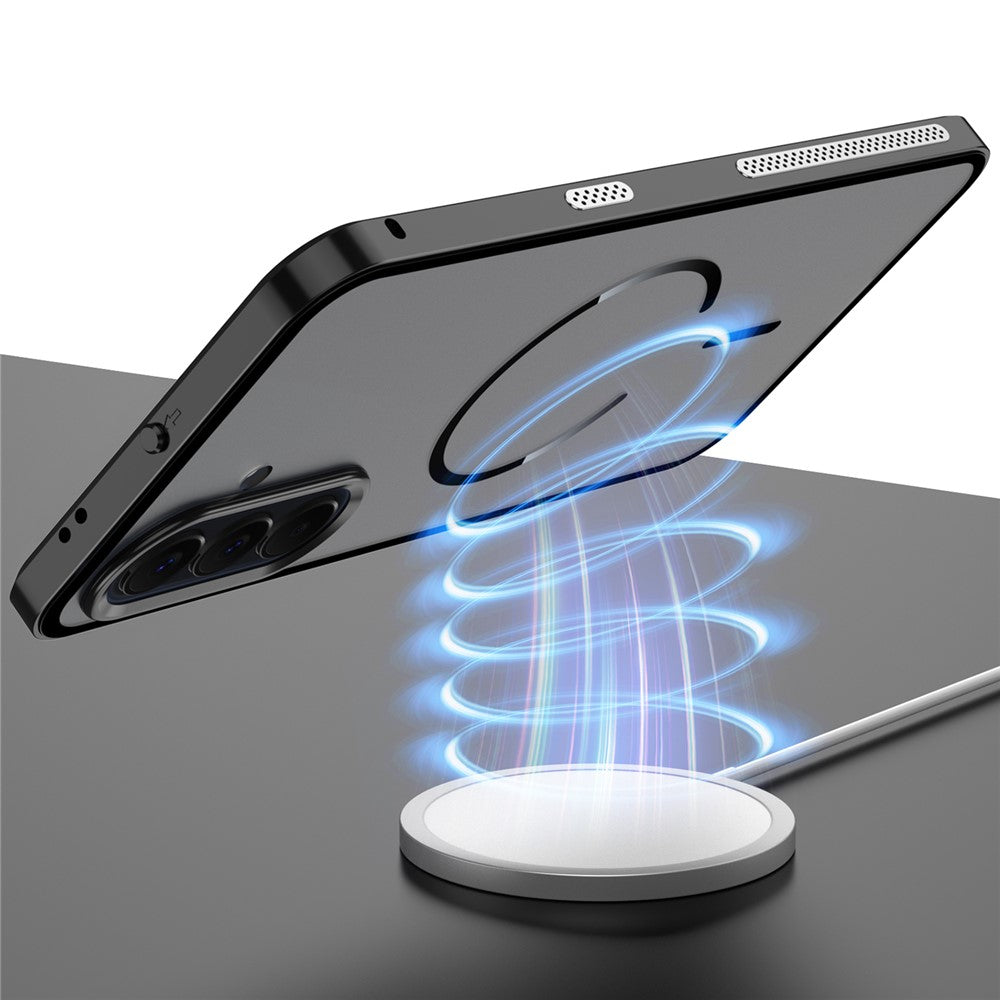 For Samsung Galaxy A37 5G Magnetic Case Aluminum Alloy PC Matte Phone Cover Pop-Up Snap Lock