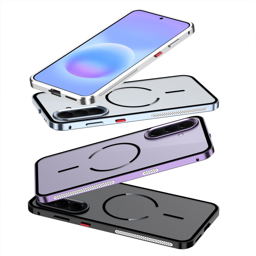 For Samsung Galaxy A37 5G Magnetic Case Aluminum Alloy PC Matte Phone Cover Pop-Up Snap Lock