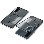 For Samsung Galaxy A37 5G Magnetic Case Aluminum Alloy PC Matte Phone Cover Pop-Up Snap Lock