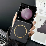 For Samsung Galaxy Z Flip7 FE 5G / Flip6 5G Magnetic Case Diamond Pattern PC + TPU 2 in 1 Phone Cover