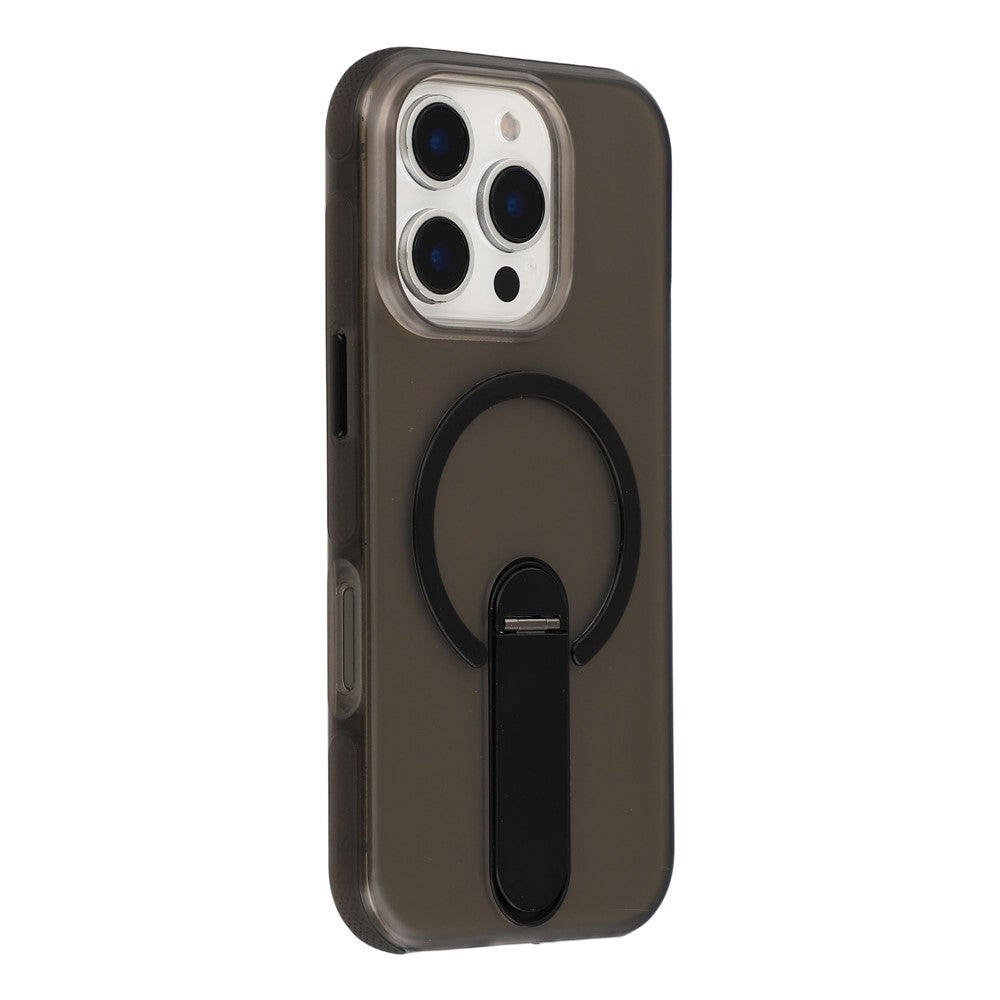 For iPhone 16 Pro Magnetic Case Foldable Kickstand PC + TPU Shockproof Anti-Slip Phone Cover