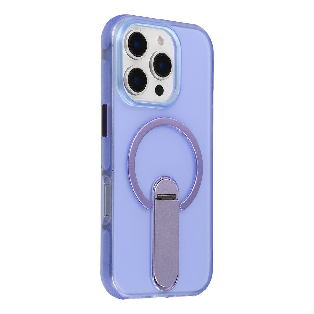 For iPhone 16 Pro Magnetic Case Foldable Kickstand PC + TPU Shockproof Anti-Slip Phone Cover