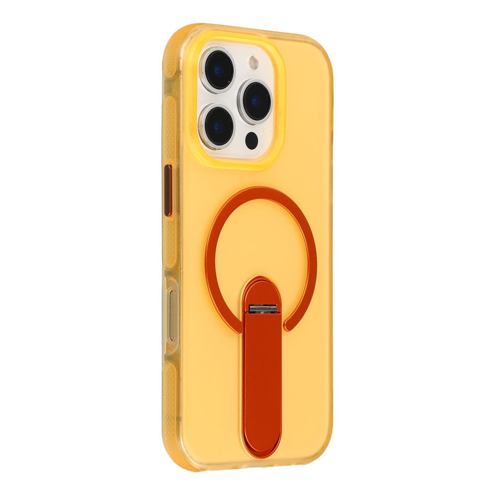 Til iPhone 16 Pro Max Magnetisk Cover Foldbart Støtteben PC + TPU Stødabsorberende Anti-skrid Telefoncover