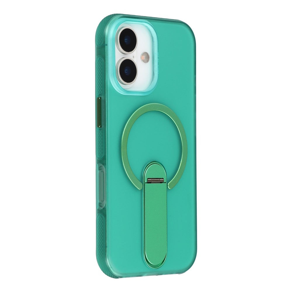 For iPhone 17 Magnetic Case Foldable Kickstand PC + TPU Shockproof Anti-Slip Phone Cover