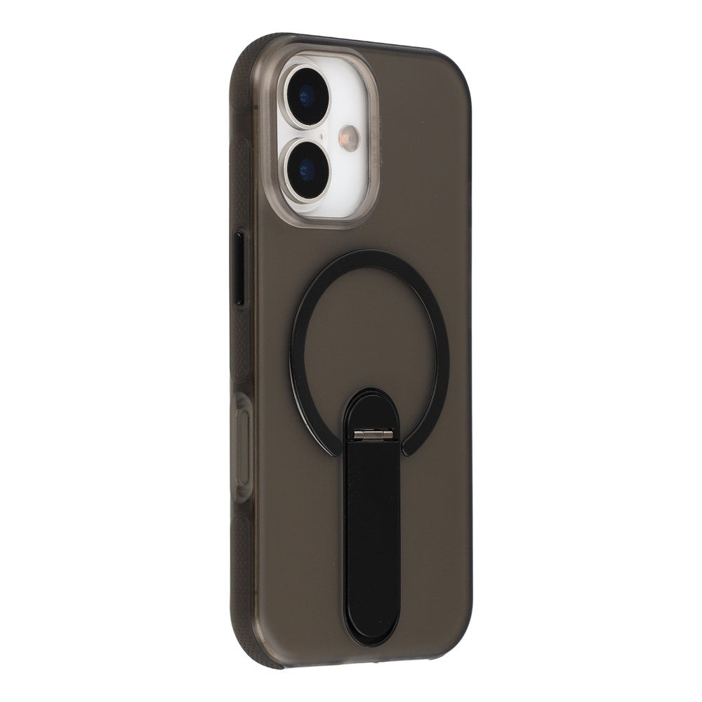 For iPhone 16 Magnetic Case Foldable Kickstand PC + TPU Shockproof Anti-Slip Phone Cover