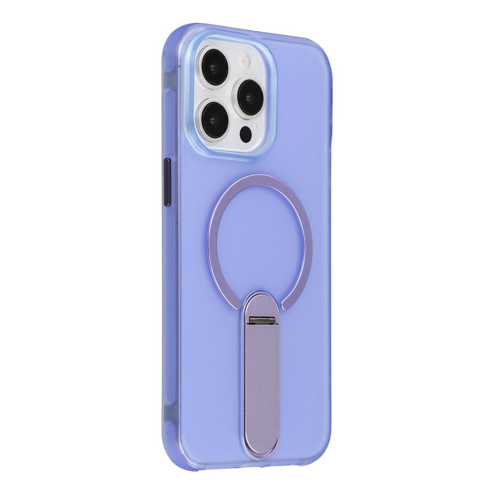 For iPhone 15 Pro Max Magnetic Case Foldable Kickstand PC + TPU Shockproof Anti-Slip Phone Cover