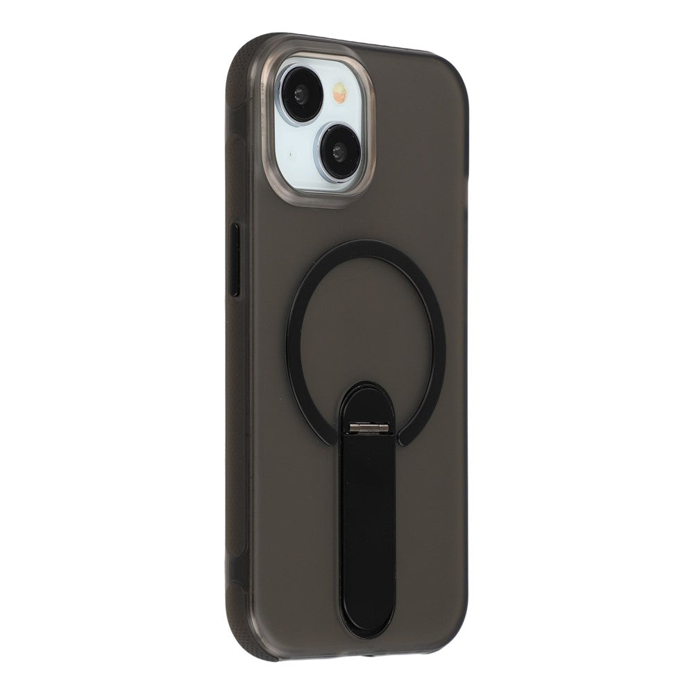 For iPhone 15 Magnetic Case Foldable Kickstand PC + TPU Shockproof Anti-Slip Phone Cover