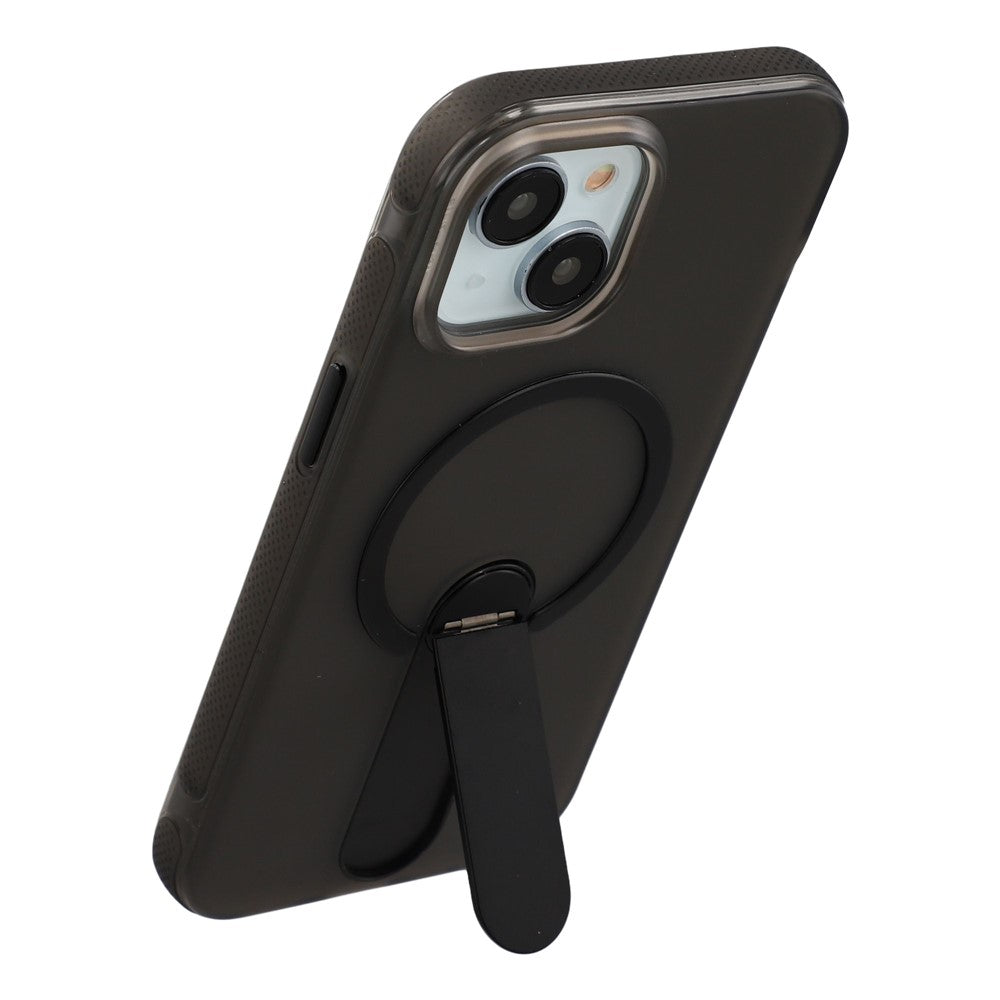 For iPhone 15 Magnetic Case Foldable Kickstand PC + TPU Shockproof Anti-Slip Phone Cover