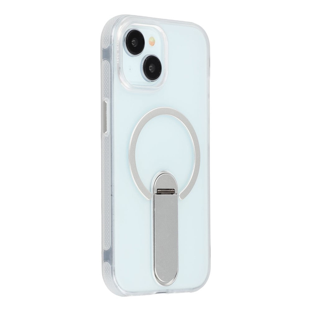 For iPhone 15 Magnetic Case Foldable Kickstand PC + TPU Shockproof Anti-Slip Phone Cover