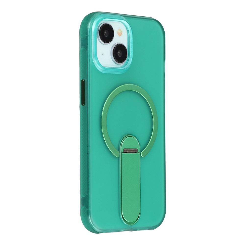 For iPhone 15 Magnetic Case Foldable Kickstand PC + TPU Shockproof Anti-Slip Phone Cover