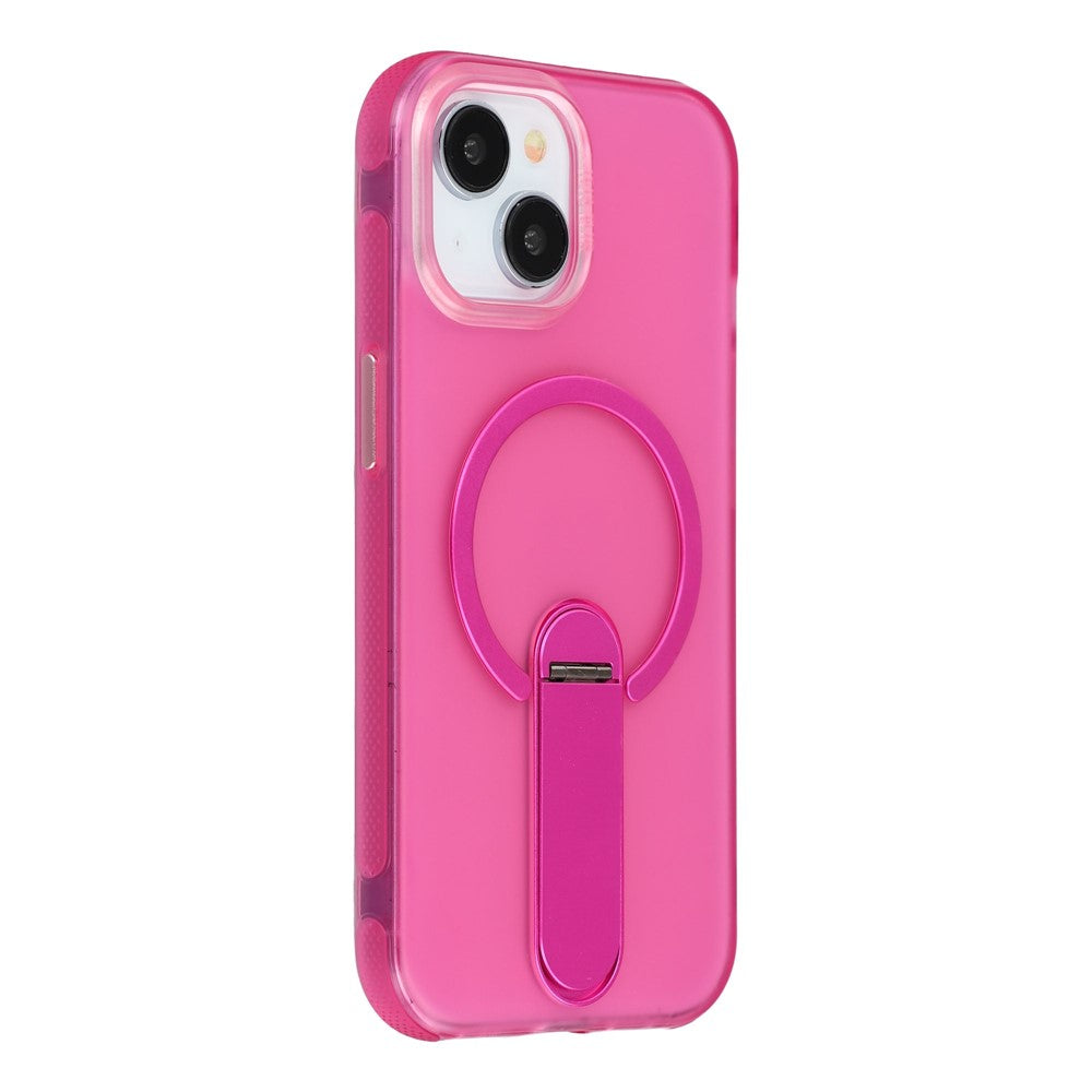 For iPhone 15 Magnetic Case Foldable Kickstand PC + TPU Shockproof Anti-Slip Phone Cover