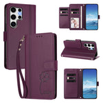 Samsung Galaxy S25 Ultra-pung med 9 kortlommer, Lucky Clover-prægning, lædermobilcover med håndledsrem
