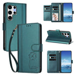 Samsung Galaxy S25 Ultra-pung med 9 kortlommer, Lucky Clover-prægning, lædermobilcover med håndledsrem