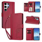 Samsung Galaxy S25 Ultra-pung med 9 kortlommer, Lucky Clover-prægning, lædermobilcover med håndledsrem