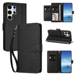 Samsung Galaxy S25 Ultra-pung med 9 kortlommer, Lucky Clover-prægning, lædermobilcover med håndledsrem