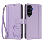 Samsung Galaxy S25 FE-pungeetui med 9 kortlommer, Lucky Clover-aftryk, lædermobilcover med håndledsrem
