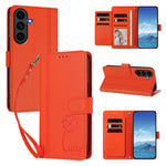 Samsung Galaxy S25 FE-pungeetui med 9 kortlommer, Lucky Clover-aftryk, lædermobilcover med håndledsrem
