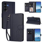 Samsung Galaxy S25 FE-pungeetui med 9 kortlommer, Lucky Clover-aftryk, lædermobilcover med håndledsrem