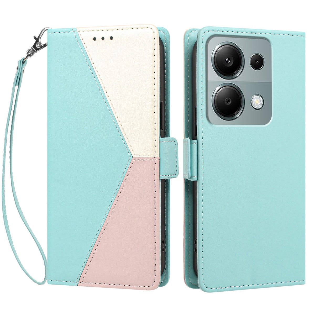 For Xiaomi Redmi 17 5G / Xiaomi Redmi 17 4G Case Color Stitching RFID Blocking Wallet Flip Leather Phone Cover with Wrist Strap