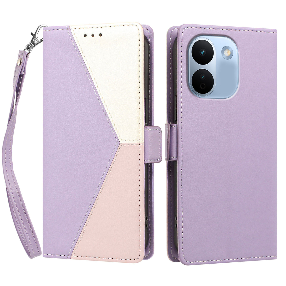 Xiaomi Redmi Note 17 Pro Max 5G / Note 17 Pro+ 5G-skal, färgsömmar, RFID-blockerande plånbok, läderfodral med handledsrem