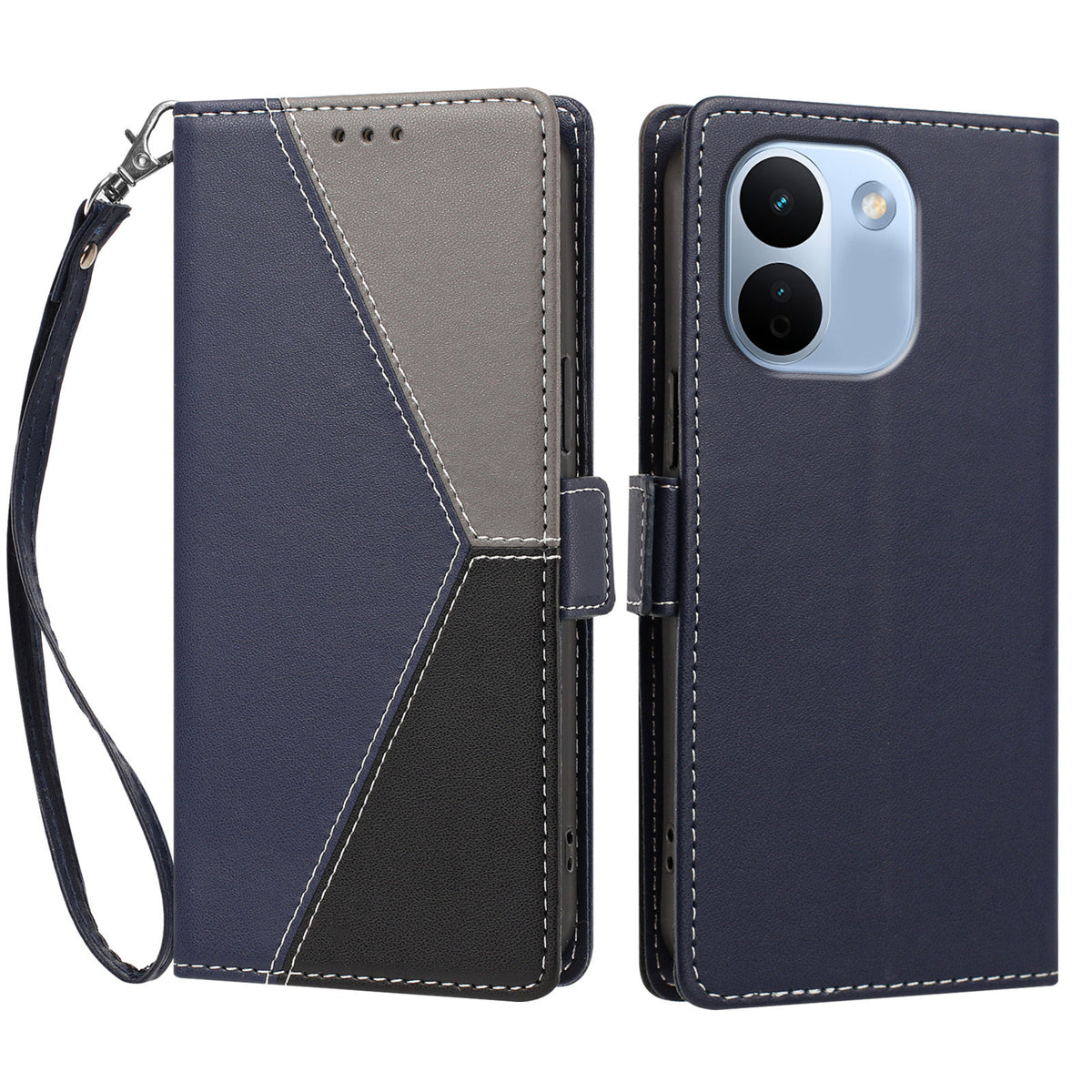 Xiaomi Redmi Note 17 Pro Max 5G / Note 17 Pro+ 5G-skal, färgsömmar, RFID-blockerande plånbok, läderfodral med handledsrem