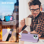 Til OnePlus N6 4G Cover, Farve Syninger RFID Blokerende Pung Flip Læder Telefoncover med Håndrem