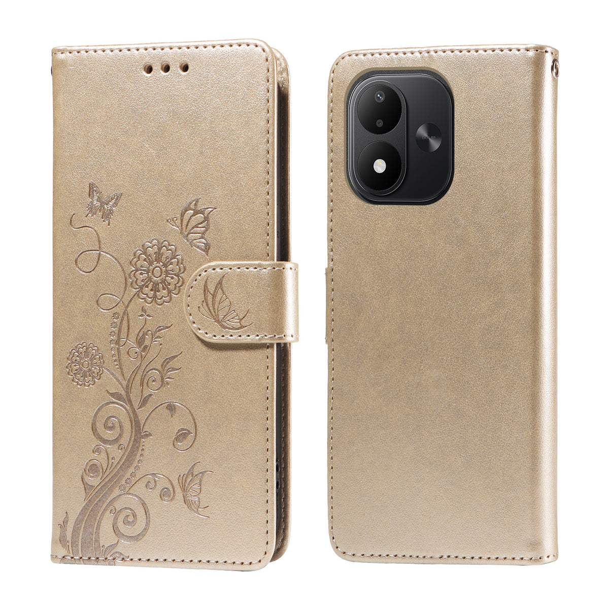 For Xiaomi Redmi Note 17 4G (Global) / Note 17 5G (Global) / Note 17 (India / China) 5G Leather Case Butterfly Floral Imprint Wallet Stand Cover