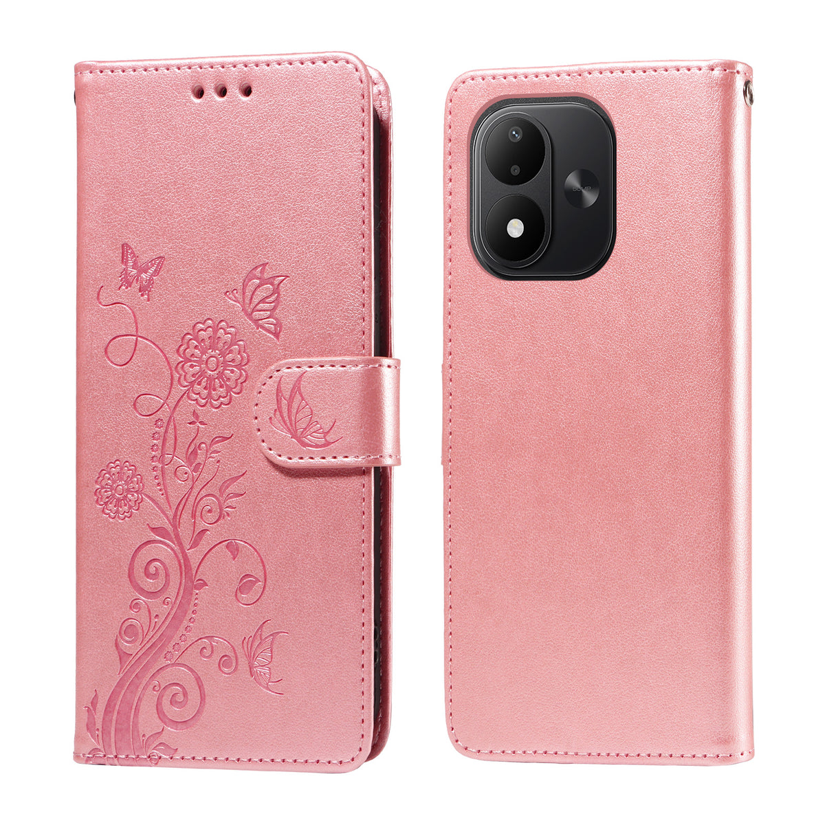 For Xiaomi Redmi Note 17 4G (Global) / Note 17 5G (Global) / Note 17 (India / China) 5G Leather Case Butterfly Floral Imprint Wallet Stand Cover