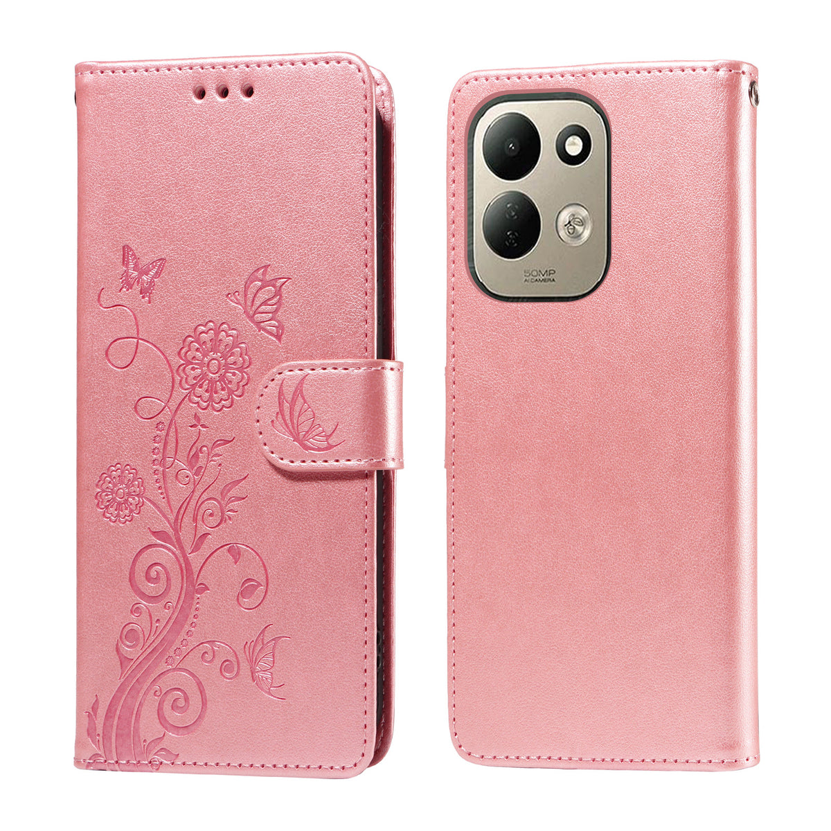 For Xiaomi Redmi 17 5G / Xiaomi Redmi 17 4G Leather Case Butterfly Floral Imprint Wallet Stand Cover