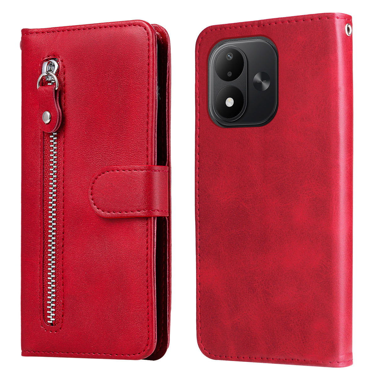 Xiaomi Redmi Note 17 4G (Global) / Note 17 5G (Global) / Note 17 (Indien/Kina) 5G PU-läderfodral med dragkedja och plånboksfodral med stativ