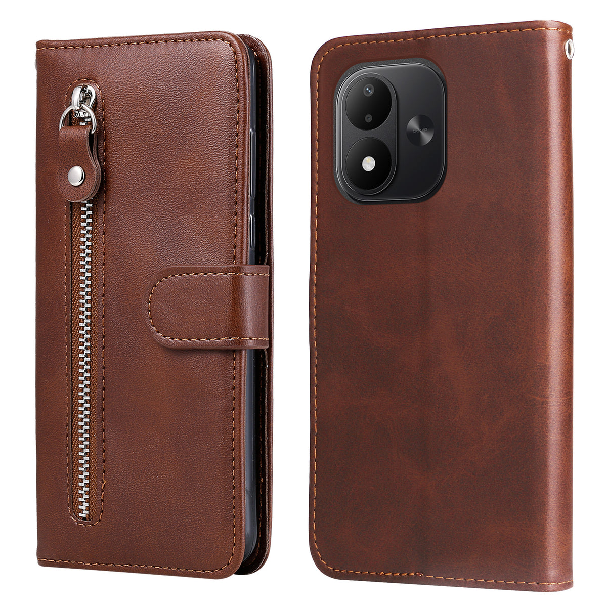 Xiaomi Redmi Note 17 4G (Global) / Note 17 5G (Global) / Note 17 (Indien/Kina) 5G PU-läderfodral med dragkedja och plånboksfodral med stativ
