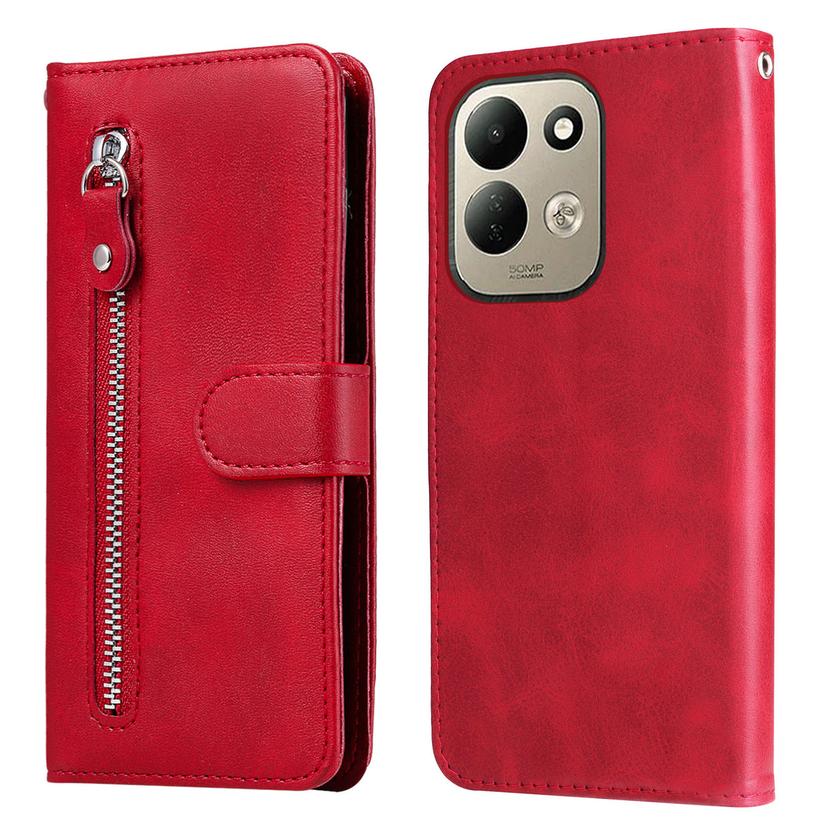 Xiaomi Redmi 17 5G / Xiaomi Redmi 17 4G PU-läderfodral med dragkedja och plånboksfodral med stativ