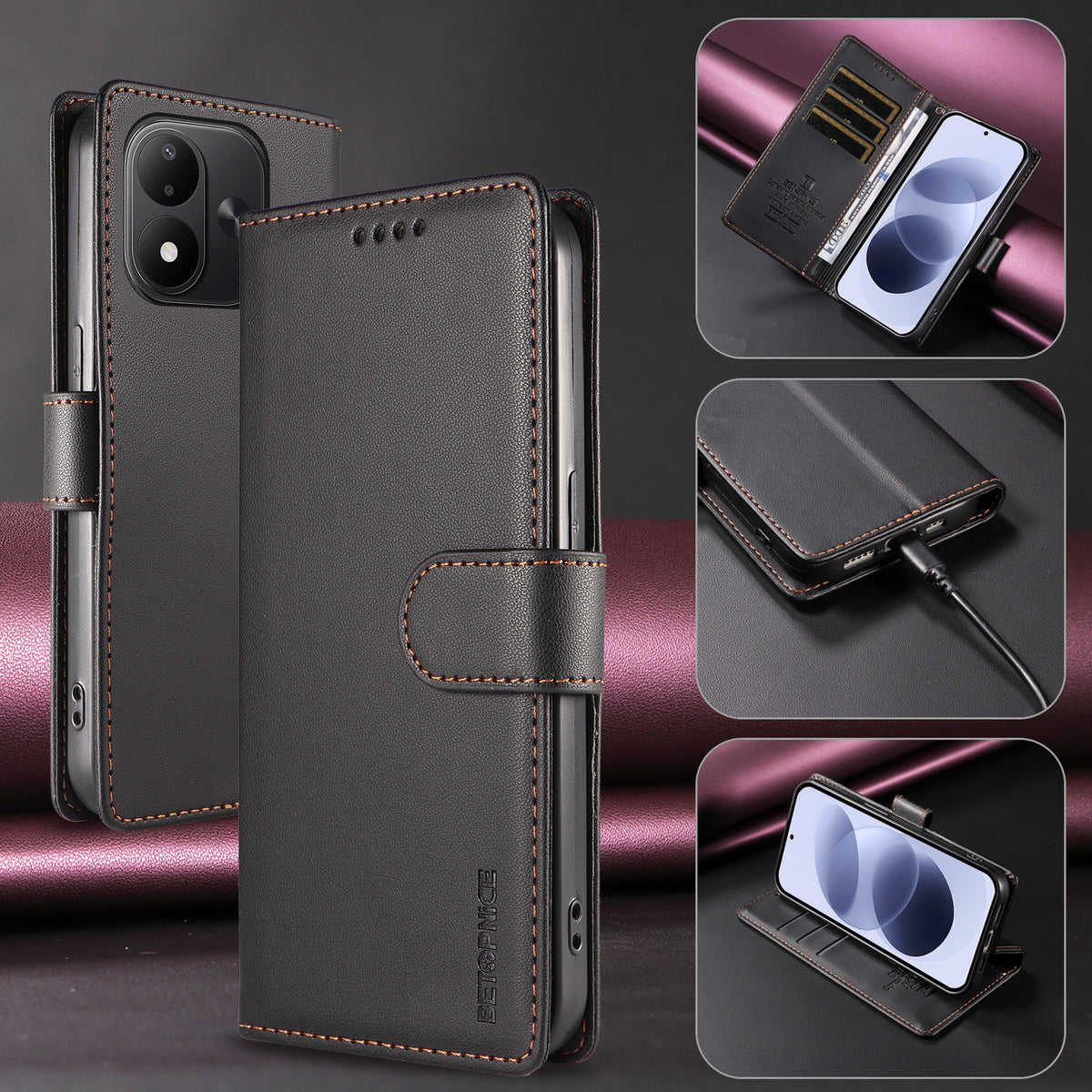 BETOPNICE for Xiaomi Redmi Note 17 4G (Global) / Note 17 5G (Global) / Note 17 (India / China) 5G 006 Case RFID Blocking Wallet Stand Leather Phone Cover with Wrist Strap
