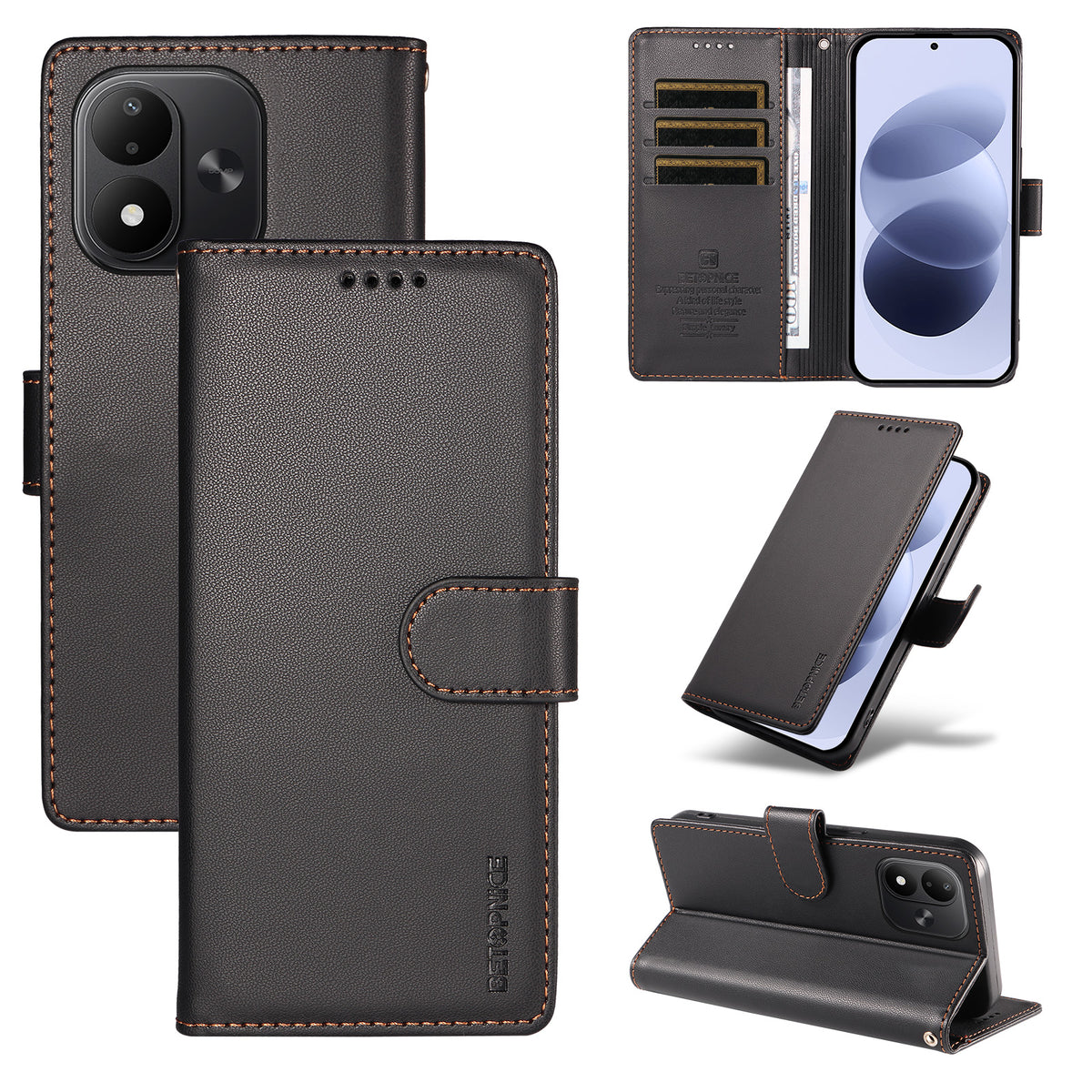 BETOPNICE for Xiaomi Redmi Note 17 4G (Global) / Note 17 5G (Global) / Note 17 (India / China) 5G 006 Case RFID Blocking Wallet Stand Leather Phone Cover with Wrist Strap