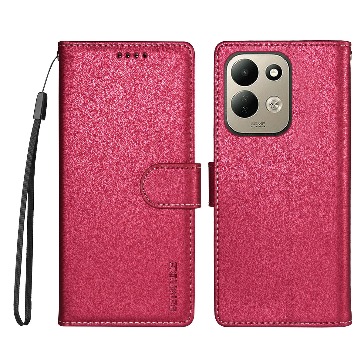 BETOPNICE for Xiaomi Redmi 17 5G / Xiaomi Redmi 17 4G 006 Case RFID Blocking Wallet Stand Leather Phone Cover with Wrist Strap