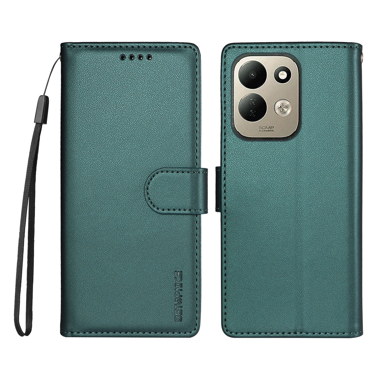BETOPNICE for Xiaomi Redmi 17 5G / Xiaomi Redmi 17 4G 006 Case RFID Blocking Wallet Stand Leather Phone Cover with Wrist Strap