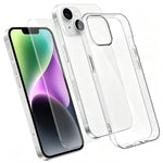 Til iPhone 14 Cover 2 i 1 TPU Klart Telefoncover med Skærmbeskytter i Høj Aluminium-silicium Glas