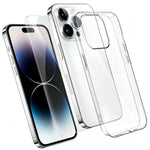 Til iPhone 14 Pro Max etui 2-i-1 TPU klart telefoncover med skærmbeskytter i aluminium-siliciumglas i høj kvalitet