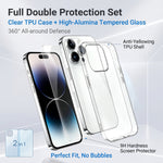 Til iPhone 14 Pro Max etui 2-i-1 TPU klart telefoncover med skærmbeskytter i aluminium-siliciumglas i høj kvalitet