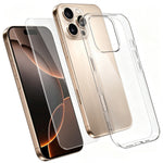 For iPhone 16 Pro Case 2 in 1 TPU Clear Phone Cover with High Aluminium-silicon Glass Screen Protector