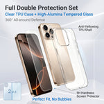 For iPhone 16 Pro Case 2 in 1 TPU Clear Phone Cover with High Aluminium-silicon Glass Screen Protector