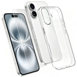 iPhone 16-cover, 2-i-1 TPU-cover med gennemsigtigt mobilbeskyttelsescover og skærmbeskyttelse i førsteklasses aluminium-silikatglas