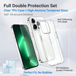 For iPhone 13 Pro Max Case 2 in 1 TPU Clear Phone Cover with High Aluminium-silicon Glass Screen Protector
