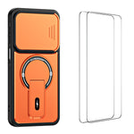 WANLONFENG för Samsung Galaxy S26+ BT-seriens skal glidande linsskydd, stöd, PC + TPU-mobilskal med 2 st. härdat glasfilm