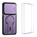 WANLONFENG för Samsung Galaxy S26+ BT-seriens skal glidande linsskydd, stöd, PC + TPU-mobilskal med 2 st. härdat glasfilm