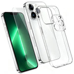 For iPhone 13 Pro Max Case 3 in 1 TPU Clear Phone Cover with High Aluminum-silicon Glass Screen Protector + Lens Protector