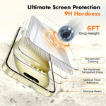 For iPhone 16 Pro Case 3 in 1 TPU Clear Phone Cover with High Aluminium-silicon Glass Screen Protector + Lens Protector